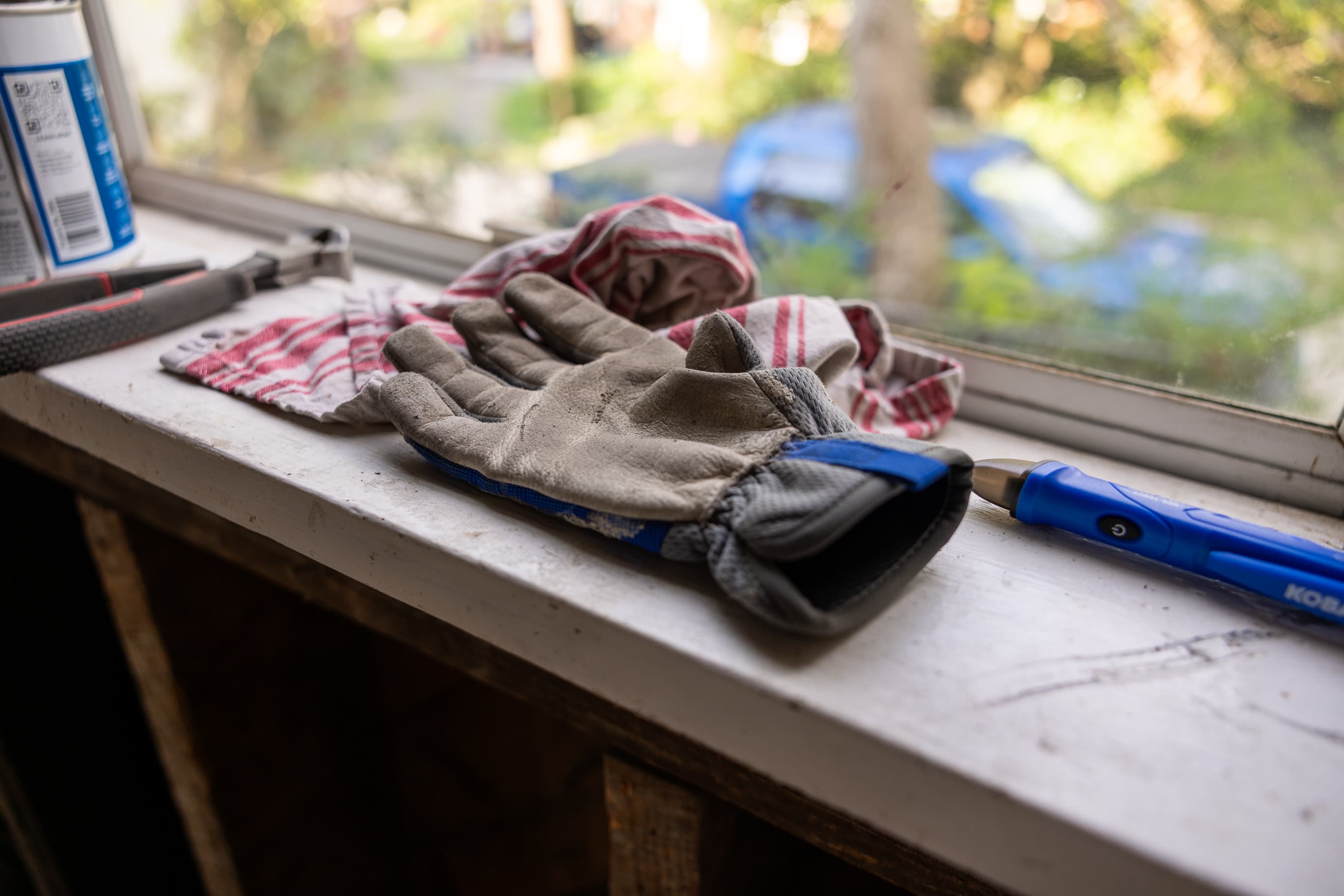 Glove in window